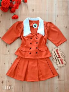 Sét áo cổ trắng Tiểu Thư cài nút phối chân váy xòe