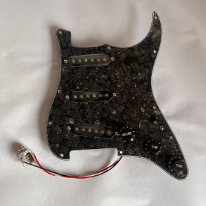 Prewired Loaded Guitar Stratocaster Pickguard SSS Pick Guard Ainico 5 Single Coil Pickup Multi Switch Black Pearl for Fender Electric Guitar Part Replacement