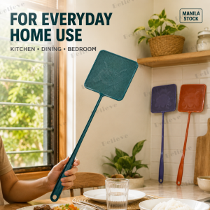 BELIEVE Durable Long Handle Fly Swatter Thick PP Material Large Swatting Head Manual Insect Swatter for Kitchen Bedroom Dining Area Home
