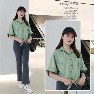 LDO Atasan / Blouse Lengan pendek Crop Top allsize fit to L Karet Plain