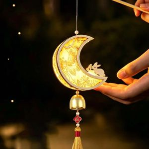Brisa mid autumn lantern diy 中秋节灯笼 Handmade Windchime Lantern DIY Traditional Glowing Fabric Lamp Kit Handheld Moon Toy Vintage Mid Autumn Craft Kids Toy