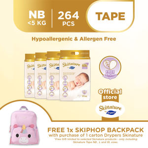 Skinature by Drypers Tape Baby Diaper NB (Below 5kg) 66sx4 - Carton