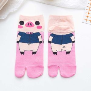 YOCKY Harajuku Bình thường Phim hoạt hình Nữ giới Sinh viên Dép xỏ ngón Socks Tách ngón chân Geta Socks Vớ ống thấp Hai ngón chân Vớ lợn