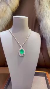 ZOCA Luxury 925 Sterling Silver Big Lab Green Gem Emerald Diamond Tennis Chain Necklace Party Jewelry For Women