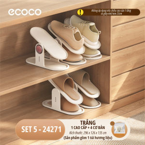 Set 5 kệ để giày dép 2 tầng ECOCO tích hợp vách ngăn chống đổ kèm nấc điều chỉnh thông minh Giá đỡ giày dép tiết kiệm