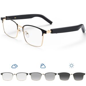 Smart Glasses with Open Ear Photochromic Lenses Polarized Sunglasses Bluetooth Voice Assistant Mic Speakers for Men Women Bluetooth Glasses
