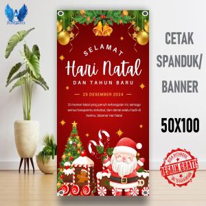 Cetak Spanduk SELAMAT HARI NATAL Ukuran 50x100 cm Bisa Request