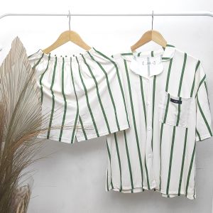 PIYAMA WANITA TINO TINO MOTIF SALUR COTTON IMPORT PENDEK - S/M/L/XXL