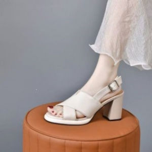 [Free Shipping] 2026 WomenS Chunky Heel Sandals High Heel Open-Toe Cross-Strap Roman Shoes Ultra-Soft Thick-Soled Waterproof Platform Fish-Mouth Shoes