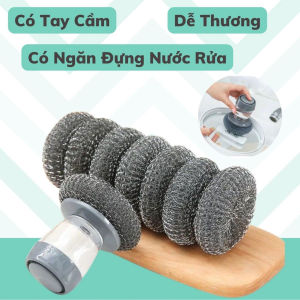 Cây Cọ Nồi Inox Tay Cầm Cán Dài Tiện Dụng - Chổi Cọ Xoong Nồi Chảo Rửa Bát Đĩa Nhà Bếp Không Dơ Tay - Bàn Chải Cọ Xoong Búi Sắt Tay Cầm Inox - Bùi Nhùi Rửa Chén - Dụng Cụ Cọ Rửa Đa Năng