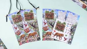 Gersoniel 24 Set VBS 2026 Hanging Craft Kit Make Your Own Rainforest Falls Wall Hanging Decor Include Rainforest Background Animal Stickers for Kids Crafts VBS Activities Sunday School Church Decor
