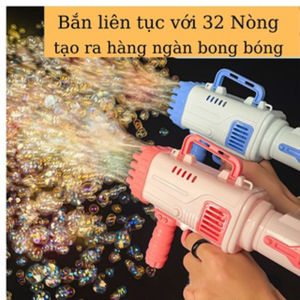 Máy bắn bong bóng xà phòng máy phun máy thổi bong bóng 8 Nòng Pháo Hoa Bong Bóng tặng kèm 3 Pin + Lọ Nước tạo BB