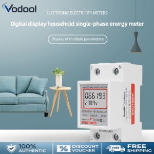 Digital Single Phase Energy Meter LCD Display 220V 230V Electrical Load Analyzer Din Rail 50 60Hz Super Energy Saving for Indoor