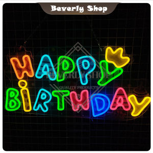 ป้ายไฟ neon Happy Birthday ตกแต่งหน้าร้าน ขนาด 80X40X1cm สไตล์ดีไซน์โมเดิร์น