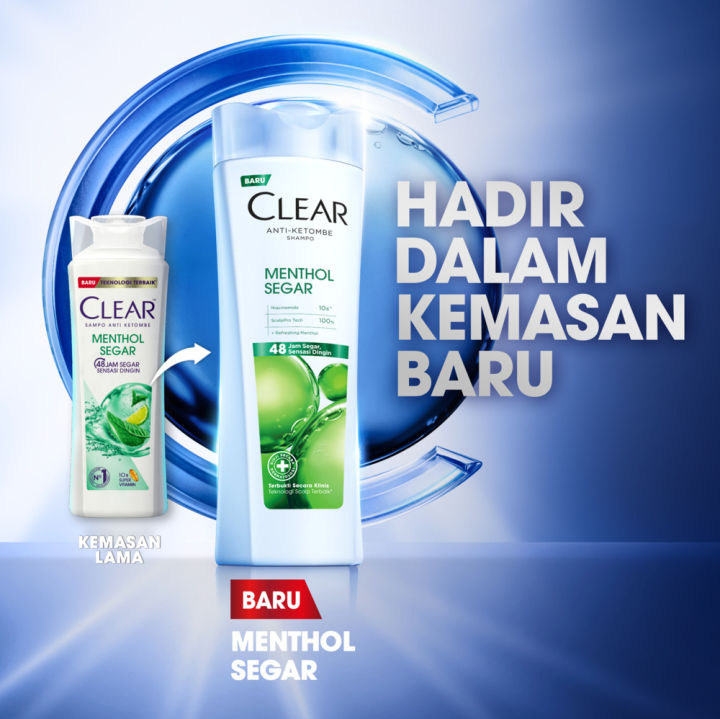 CLEAR Menthol Segar Sampo Anti Ketombe, ScalpPro Technology Niacinamide 160ml – CLEAR Shampoo x2