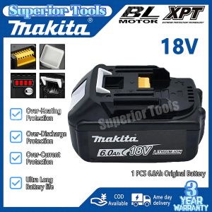 Makita 18V 6.0Ah Rechargeable Lithium Batteryfor 18v Drill BL1860 BL1830 BL1850 BL1860B Replacement Power Tool Batteries