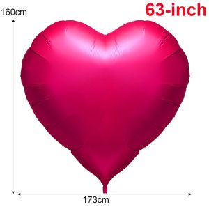 63Inch Super Large Heart Shaped Balloon Oversize Love Heart Valentines Day Aluminum Film Balloon Romantic Red Pink Birthday Wedding Party Supplies Atmosphere Props
