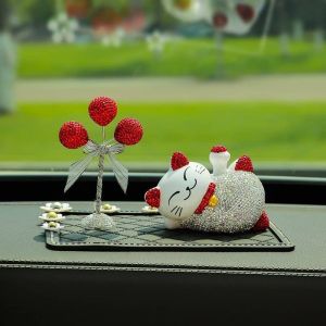 Solar lucky cat center console car interior decoration Gift DIAMOND
