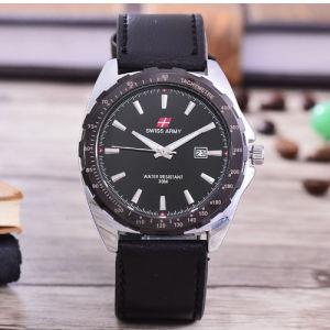 Swiss Army jam tangan pria 85579 TGL kulit + FREE BATERAI