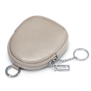 NEW 2024 Genuine Leather Mini Purse Womens Top layer Cowhide Minimalist Storage keychain Coins Zipper Pouch Headphone Holder Small Bag