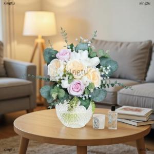 [COD] xingtu 5pcs set Artificial Flowers Plant Bridal Bouquet Wedding Wreath Dining Table Center Home Room Party Decor