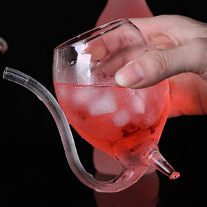 [tianjunmaoyi] Wine Whiskey Glass Heat Resistant Sucking Juice Milk Drinking Tube Straw Cup Creative Wine Glass High Quality Glass Cup