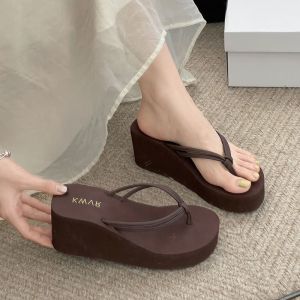 [Free Shipping] Summer Fashion Versatile Flip-Flops With Thin Straps And Thick Soles For Women Beach Sandals With Thick Soles For Height Increase Non-Slip
