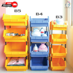 ชั้นวางของ ( 1 ชุดมี 4 ใบ รวมขา ) ชั้นวางอเนกประสงค์ กล่องใส่อะไหล่ อุปกรณ์ช่าง ผลิตจากพลาสติกคุณภาพดี