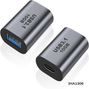 USB Female to USB C Female Adapter 10Gbps USB 3.1 to Type-C Extension Coupler Converter Extender Connector Support Fast Charging for PC Laptop Charger Power Bank