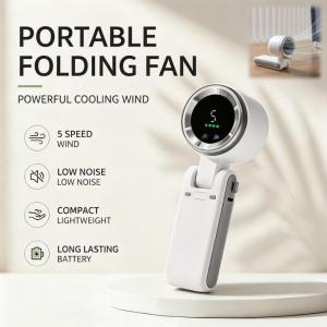 Portable USB Mini Fan Folding Mini Fan Rechargeable Handheld Fan 1200mAh 5 Gears Adjustable Kipas Mini Mudah Alih