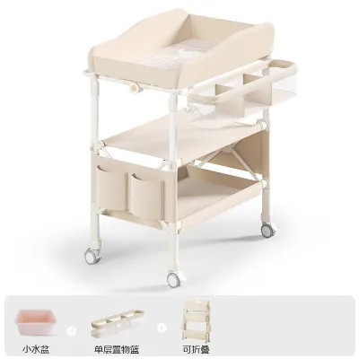 3-in-1 Foldable Baby Changing Table with Bathtub & Storage Shelves Ergonomic Diaper Station for Newborns