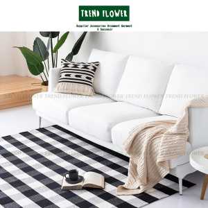 Karpet Kotak Kotak Katun Bali Keset Tebal Halus Bulu Anti Slip Termurah Alas Tidur