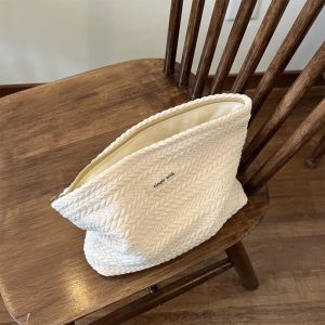 MELODI Dung lượng lớn Túi trang điểm Vải dệt Cà phê be Túi clutch Di động Màu sắc đồng nhất Túi mỹ phẩm Ngoài trời