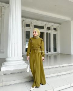TREND GAMIS MUSLIMAH POLOS JUMBO LD 110 - DRESS LEBARAN 2023 MOTIF PAYET - BAJU BAHAN CRINCLE