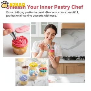 【N2HAO】 Large Piping Tips Set for Cake Decorating 5 Pieces Stainless Steel Icing Nozzles for Pastry Dessert DIY Baking