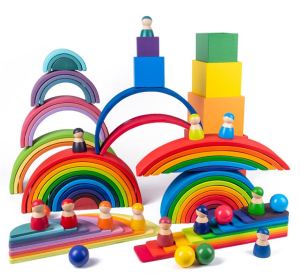 NewToys มอนเตสซอรี่ Montessori - บล็อกไม้สายรุ้ง Rainbow block