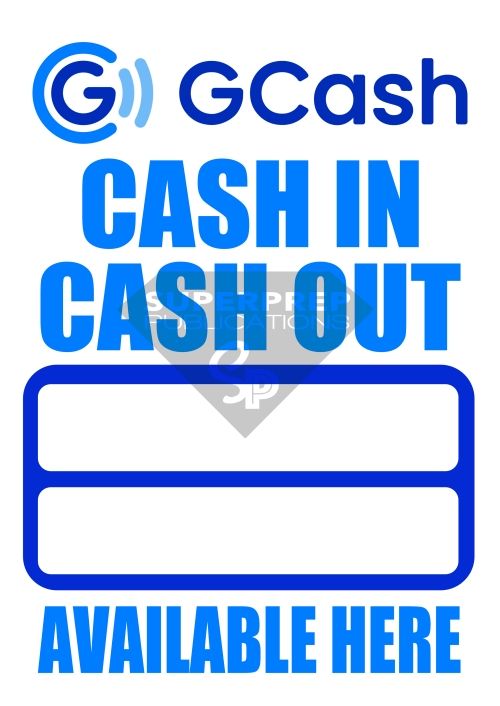 Laminated Signage - We Accept Gcash Payment Bills Payment GCASH Rates Cash In Cash Out Load Available Here Sign