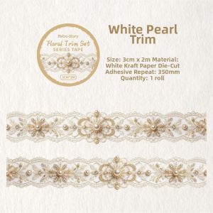 INVADER 1Roll Self-Adhesive Lace Tape Vintage Lace Design DIY Craft Material Scrapbooking Tape Creative Photo Album Journaling Tape For Journaling