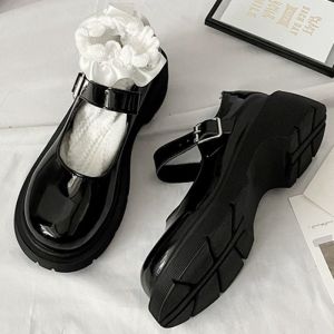 plus Size Womens Shoes 35-44 Size French Style R British Style Leather Shoes 41 Word with Platform Mary Jane Shoes 42