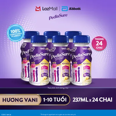 [CHỈ 20H 8-11.9 GIÁ TỐT MUA NGAY-SLCH] 1 thùng 24 chai PediaSure 1-10 tuổi dạng pha sẵn hương Vani 237ml