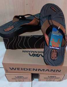 Sandal Jepit Pria WEIDENMANN Tugas Jalan Polos Warna Coklat Ujung Square Toe - Bahan Taktis