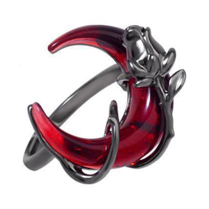 Adjustable Red Crescent and Rose Ring Open Finger Ring Statement for Party Wear Trendy Womens Accessories
