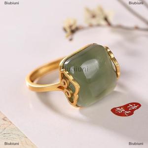 [COD] Biubiuni Nhẫn ngọc bích giả đám mây tốt lành phong cách dân tộc cổ điển Nhẫn thanh lịch đơn giản khí chất phong cách Trung Quốc Quà Tặng