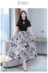 gaun pesta import/cod dress wanita korea D7932/midi dress wanita korea /dress wanita motif bunga