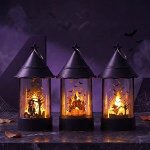 Halloween decoration electronic candle light pumpkin lantern portable castle-style lantern holiday party props Halloween ornaments