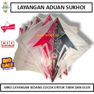 Layangan Sukhoi Aduan Layang-Layang Mainan Tradisional Arku Sedang Cocok Main Tarik Ulur Motif Random