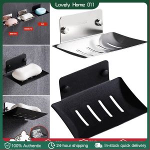 304 Stainless Steel Soap Dish Holder Bathroom Soap Box Wall Mounted Soap Sponge Organizers