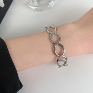European and American titanium steel open bracelet fashion exaggerated personality niche design bracelet high-end sense jewelry adjustable