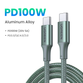 UGREEN 100W USB-C to USB-C Cable 5A PD 100W Fast Charging Cable for iPhone 16 Pro Max iPhone 17 Pro Max iPhone 15 Pro Max Samsung S23 UltraSamsung S24 Ultra ipad Pro 2021 Apple MacBook Air MacBook Pro Huawei Matebook iPad Pro 2022 Chromebook Realme X