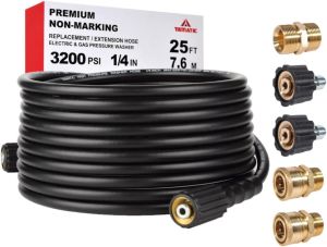 YAMATIC Kink Resistant Pressure Washer Hose 50FT 1/4" M22 & 3/8" Quick Connect Power Washer Hose Replacement for Ryobi Troy Bilt Greenworks CRAFTSMAN Most Brand Power Washer 3200 PSI